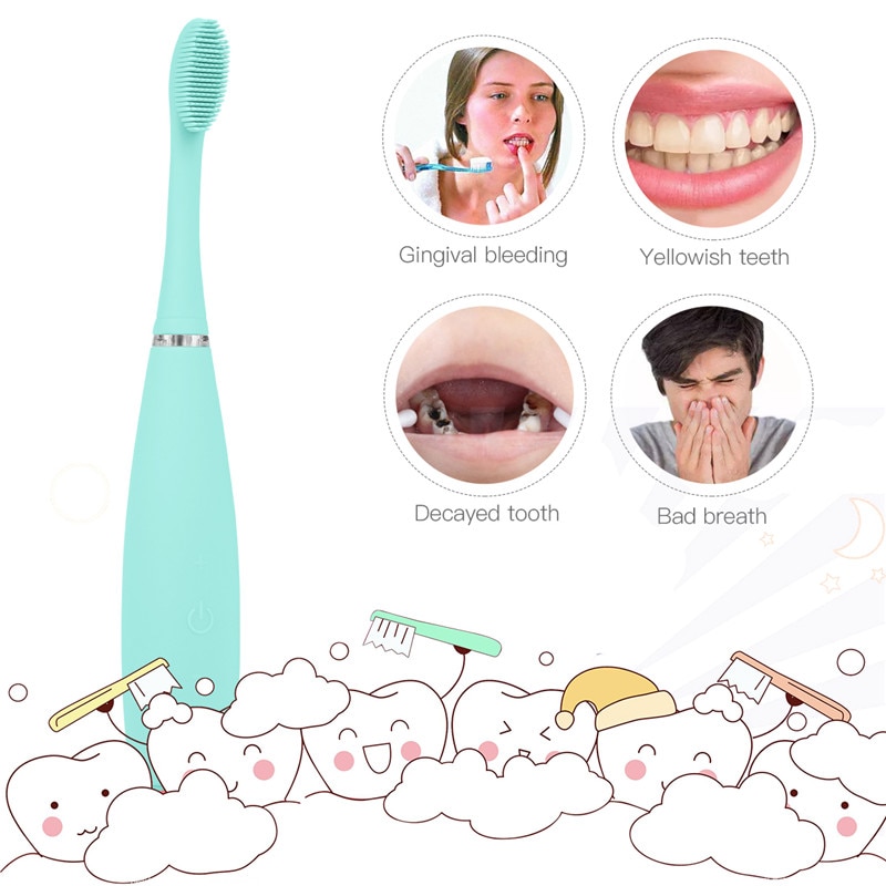 Ultrasonic Vibration Electric Tooth Brush Silicone Deep Clean Oral Brushes Soft Gum Massage USB Rechargeable Toothbrush P46