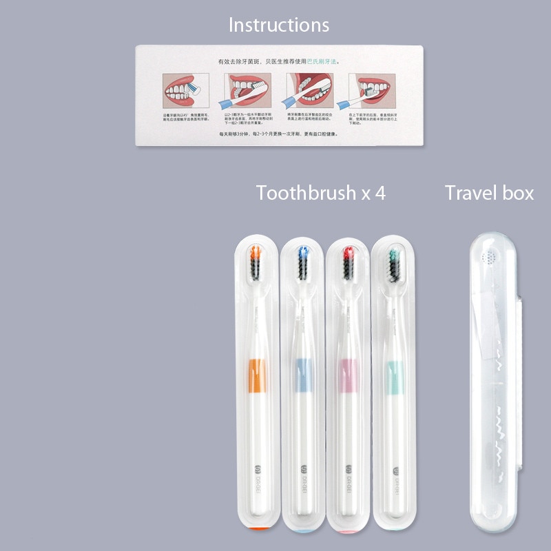 Youpin-cepillo de dientes Doctor B, cepillo de dientes con forma de bajos para camas de Sandwish, con alambre, 4 colores, incluye 1 caja de viaje para smart home