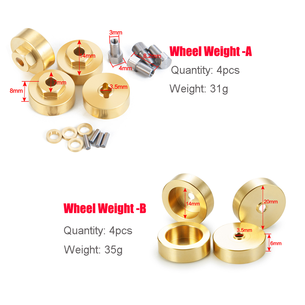 MIBIDAO-cubierta diferencial de latón, nudillo de dirección, adaptador hexagonal, acoplador de peso para Axial SCX24 1/24 RC, piezas de mejora de coche, accesorios: plum