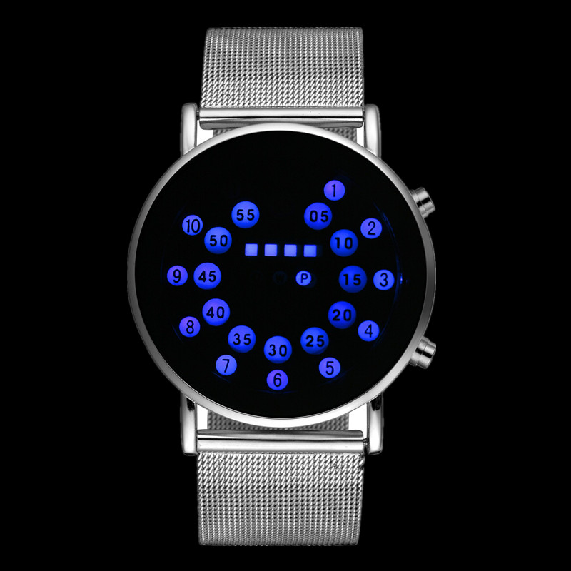 LED Kühle Digitale Uhr Männer Uhren Luxus Gittergewebe binär Uhren Männlichen Digitale Stunde Uhr Montre Homme Masculino Uhren