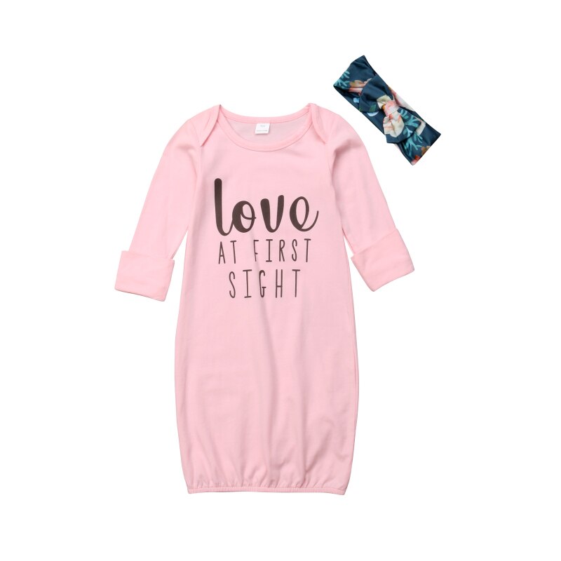 Neugeborenen Baby Mädchen Jungen Nachtwäsche Baumwolle Kleid Outfit Pyjama einstellen Nachtwäsche Baby Nacht Kleid Langarm Nachthemden