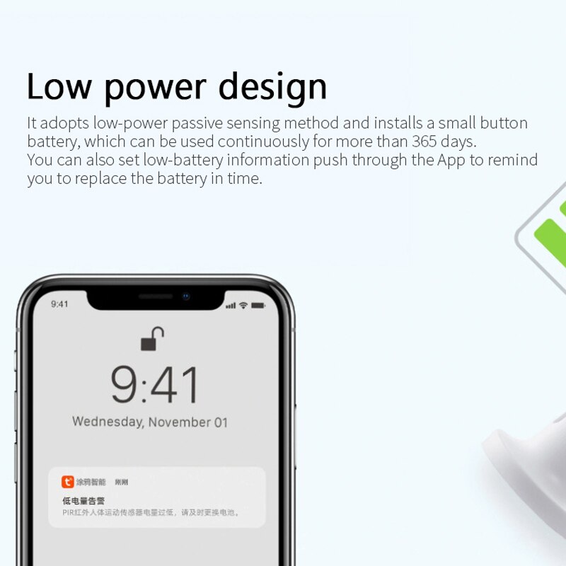 Tuya ZigBee PIR Sensor Human Body Movement Detect Low-power Passive Sensing Work With Gateway Motion Security Wireless Sensor