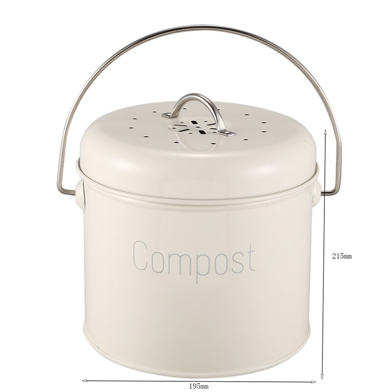 Compost Bin 3L-Acero inoxidable cocina Compost Bin-cocina Composter para residuos de alimentos-filtro de carbón