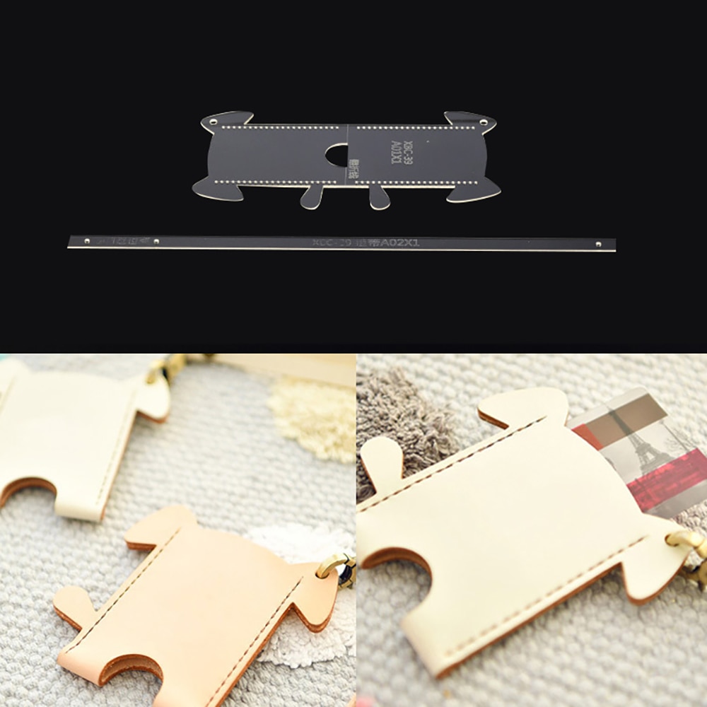 Cartoon Dog Shaped Card Holder Sewing Pattern Acrylic Leather Template DIY Handmade Leathercrafts Supplies
