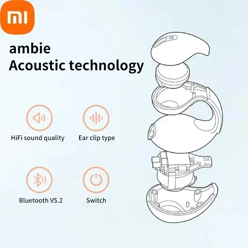 Xiaomi Redmi Ear-Clip Auricolare a conduzione ossea compatibile Bluetooth Auricolari wireless Auricolare sportivo per bassi stereo surround 3D