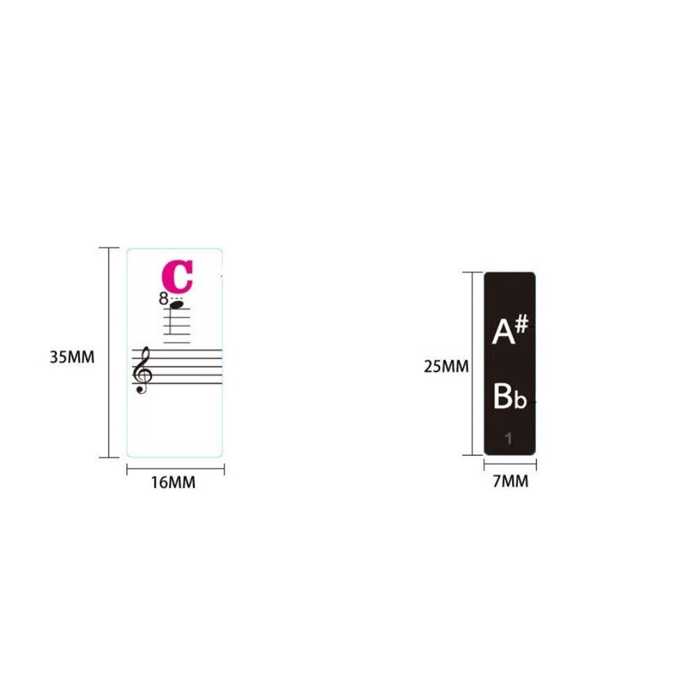 54/61/88 Key Transparent Detachable Piano Keys Electronic Keyboard Sticker Piano Stave Note Sticker for Key Music Decal Symbol