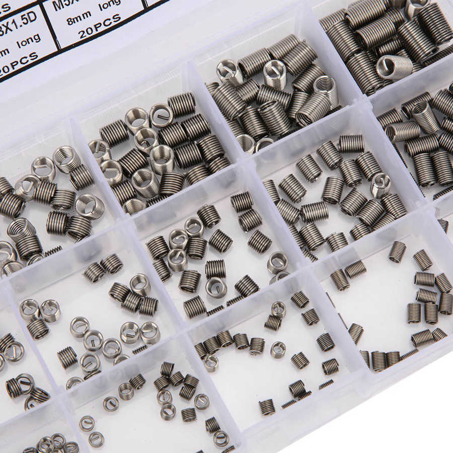 Stainless steel wire repair tool with 300Pcs threaded insert M3x0 5 M4x0 7 M5x0 8