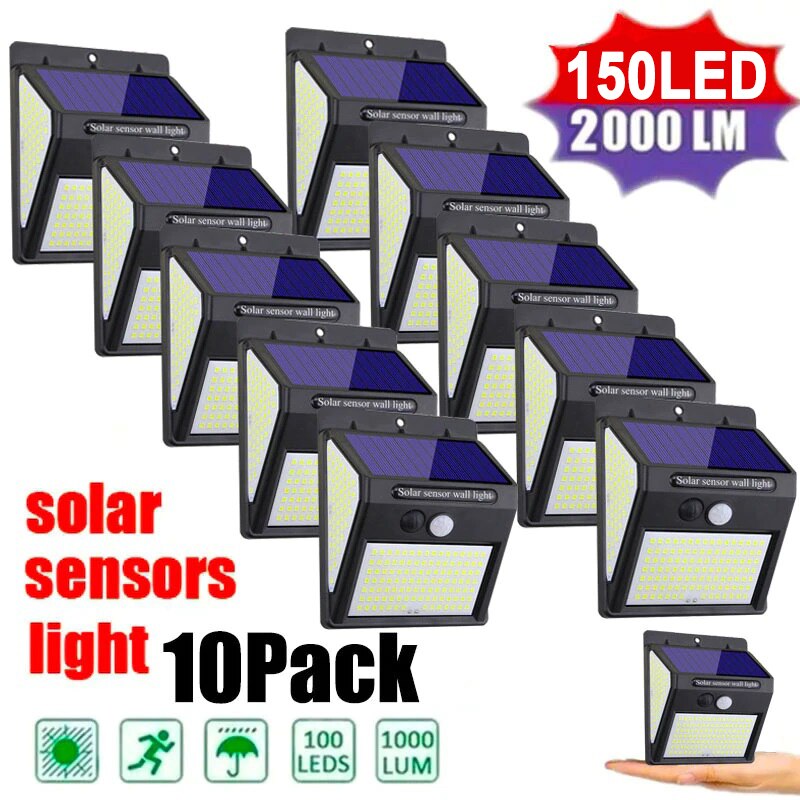 Solar Lights Outdoor Motion Sensor Lights IP65 Waterproof Wall Light Security for Garden Patio Yard Deck Garage Driveway Fence