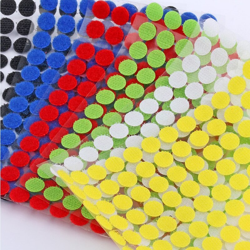 Multicolor 15Mm Dots Stickers Klittenband Dubbele Stok Zelfklevende Tape Nylon Sluiting Tape Thuisgebruik 100Pairs