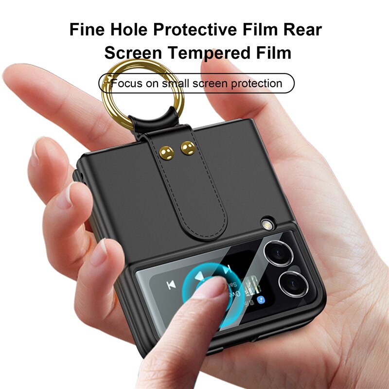 Custodia per Samsung Galaxy Z Flip 3 5G Cover per anello per dito con penna stilo custodia rigida per Slot per penna in plastica dura opaca