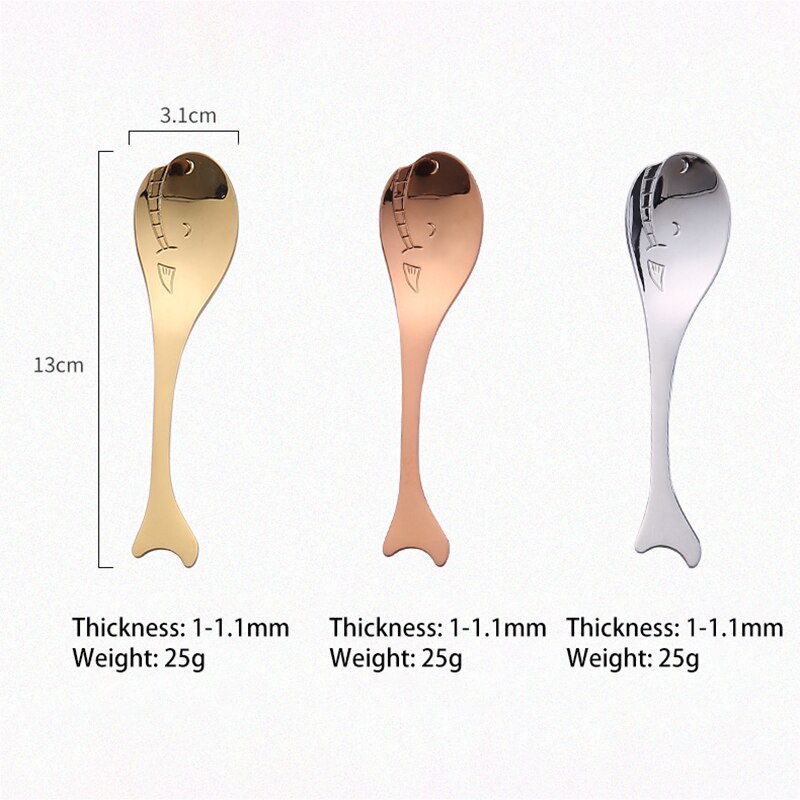 1Pcs 304 Stainless Steel Nice Dinner Spoon Rose Gold/Gold/Silver Fish Coffee Dessert Spoons Tableware