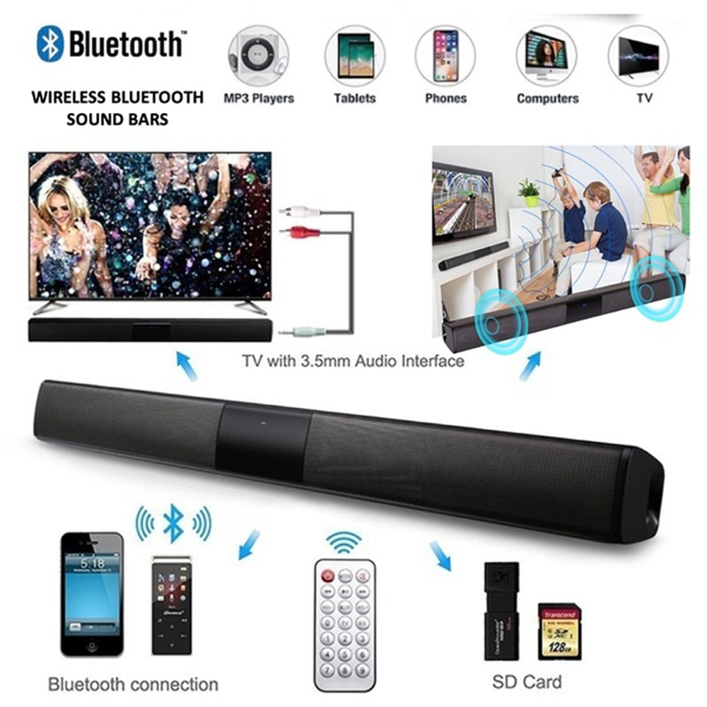 Caixa de som sem fio bluetooth 2021 com 40w, alto-falante, tv, home theater, alto-falantes de soundbar com controle remoto, áudio e tv