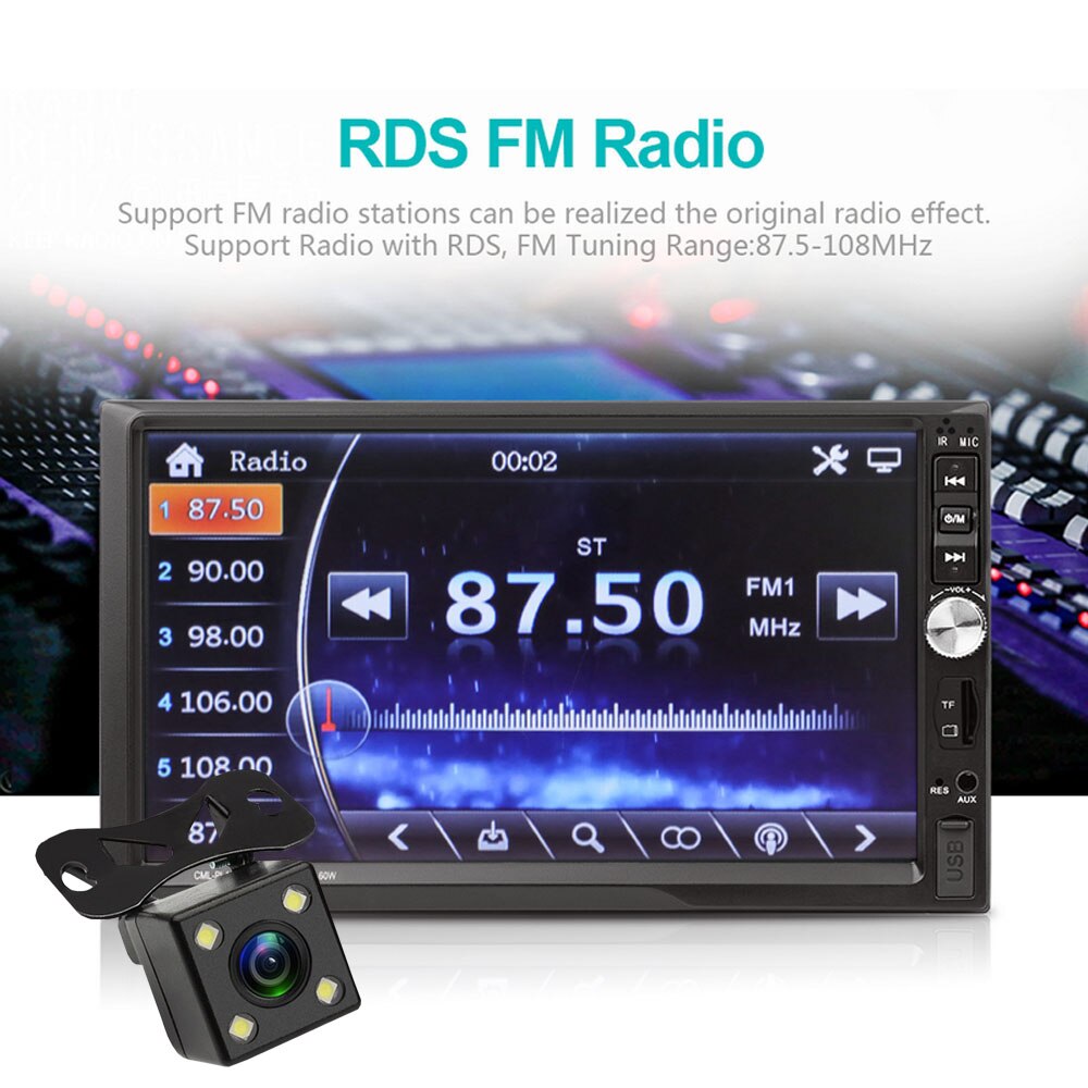 Polar Lander-Radio FM con pantalla táctil de 7 "para coche, reproductor multimedia de Audio MP5, vídeo, Bluetooth, 2DIN, 1024x600, 7022B