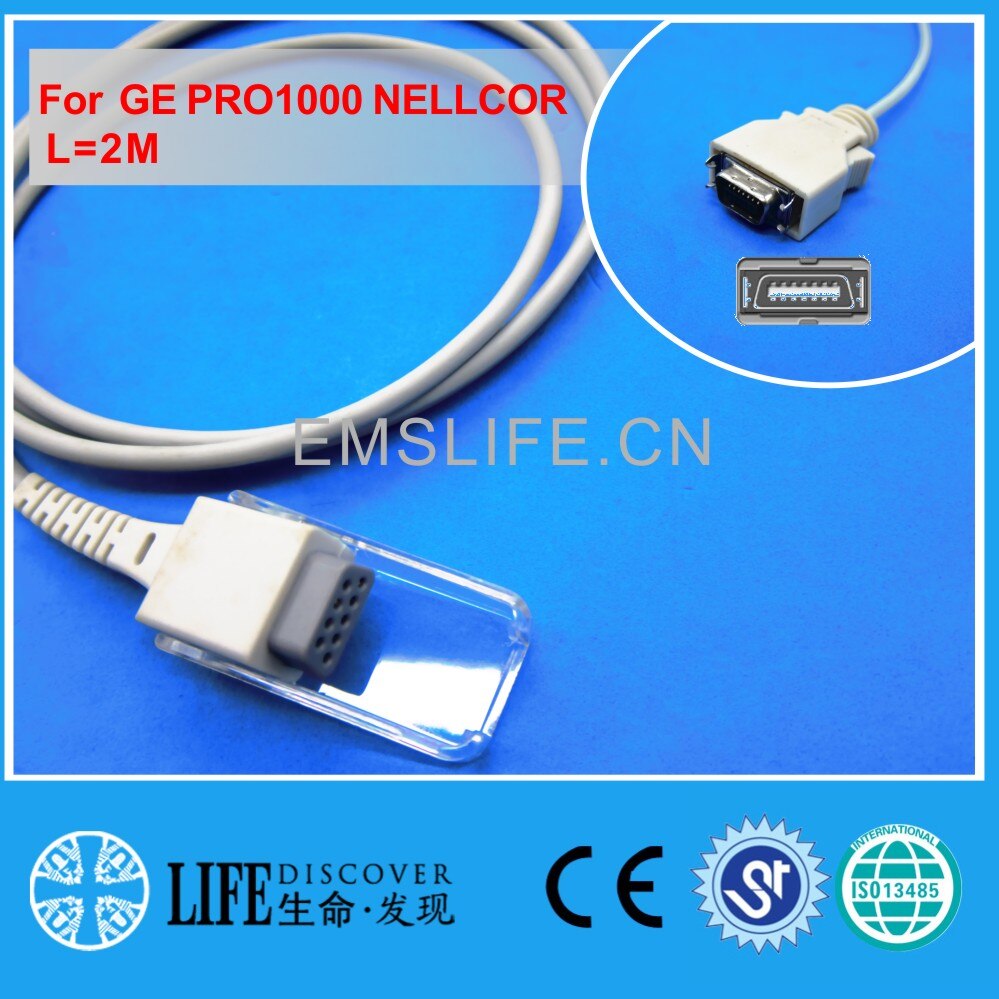 Capteur spo2 à pince à doigt adulte AWT à câble Long pour GE dinamap pro1000 Nellcor: spo2 adapter cable