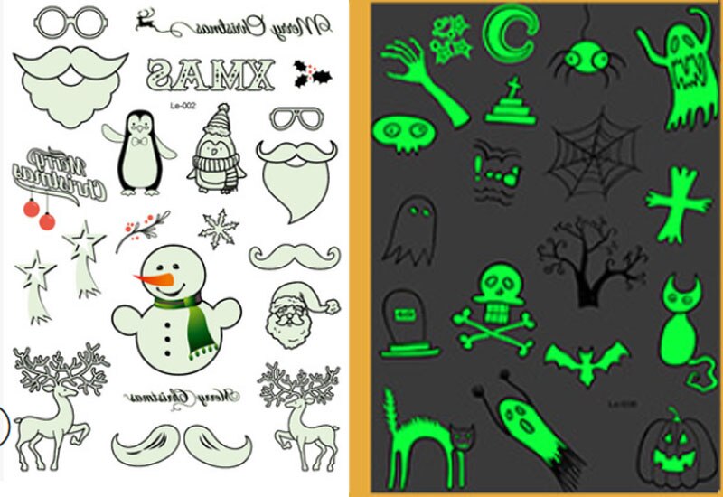 Luminous Stickers Decals Glow in the Dark decoration Fluorescent Cute smiley face stickers Christmas Halloween Luminous Sticker: N