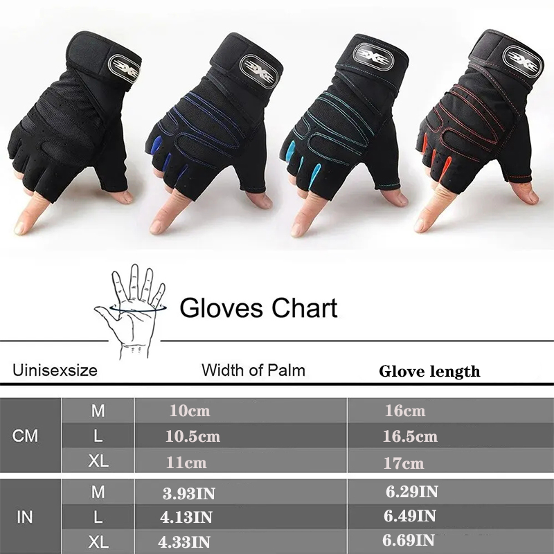 Outdoor Gym Gloves For Men Women Fitness Weight Lifting Wristband Gloves Body Building Training Sports Exercise Cycling Glove