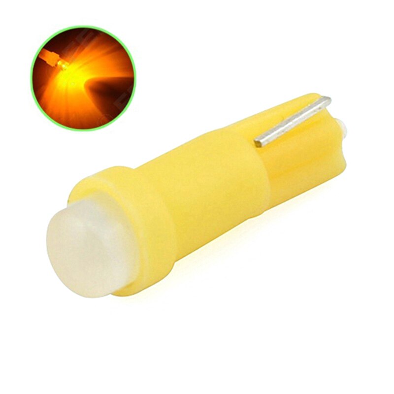 10 stk auto ledet pære  t5 1 smd bil kolbe instrument lys indikator pære auto bil tilbehør interiør lys hette lys plast lampe: Gul