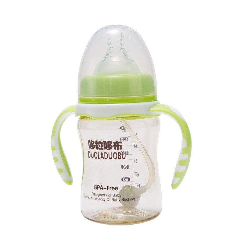 300Ml Zuigfles Stro Flessen Voor Kinderen Met Ppus Zuigfles Pasgeboren Verpleging Fles Bpa Gratis Luxe fopspeen: 180ml Green