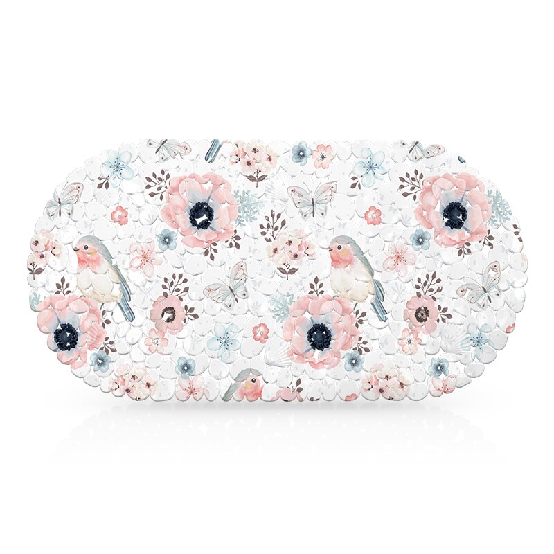 Badmatten pvc douche badmat antislip vloermat eenvoudige badmat badmat antislipmat badkamer: Bloemen en vogels