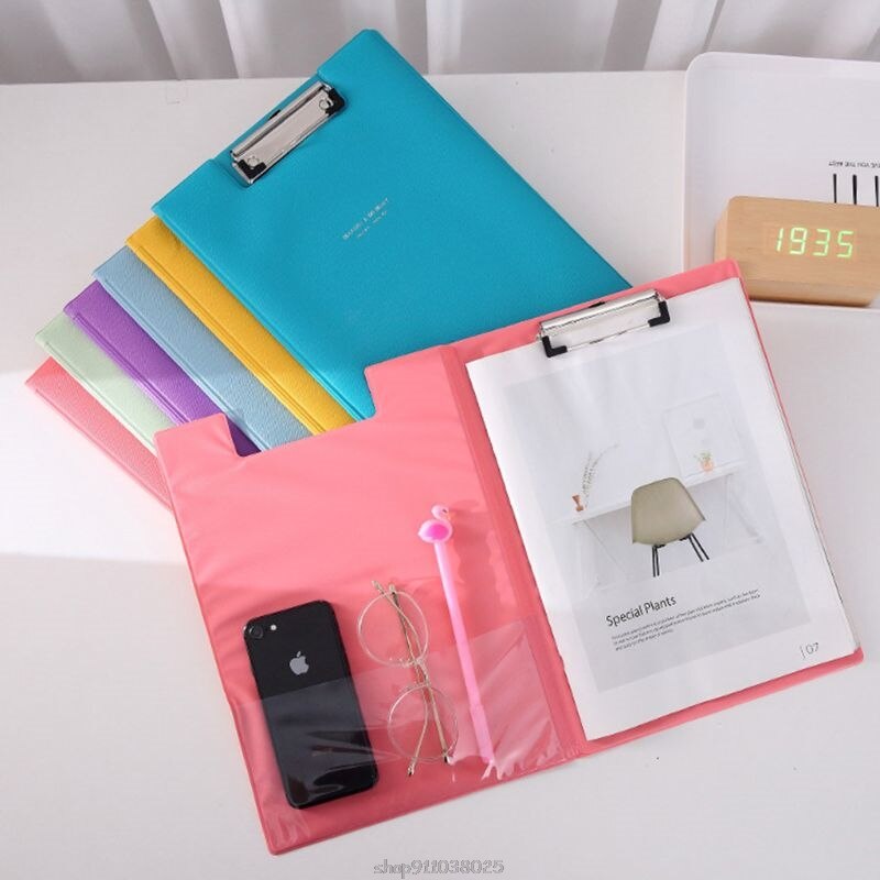 A4 Waterproof Clipboard Writing Pad File Folder Document Holder School Office Supply Random Color Mar10 21