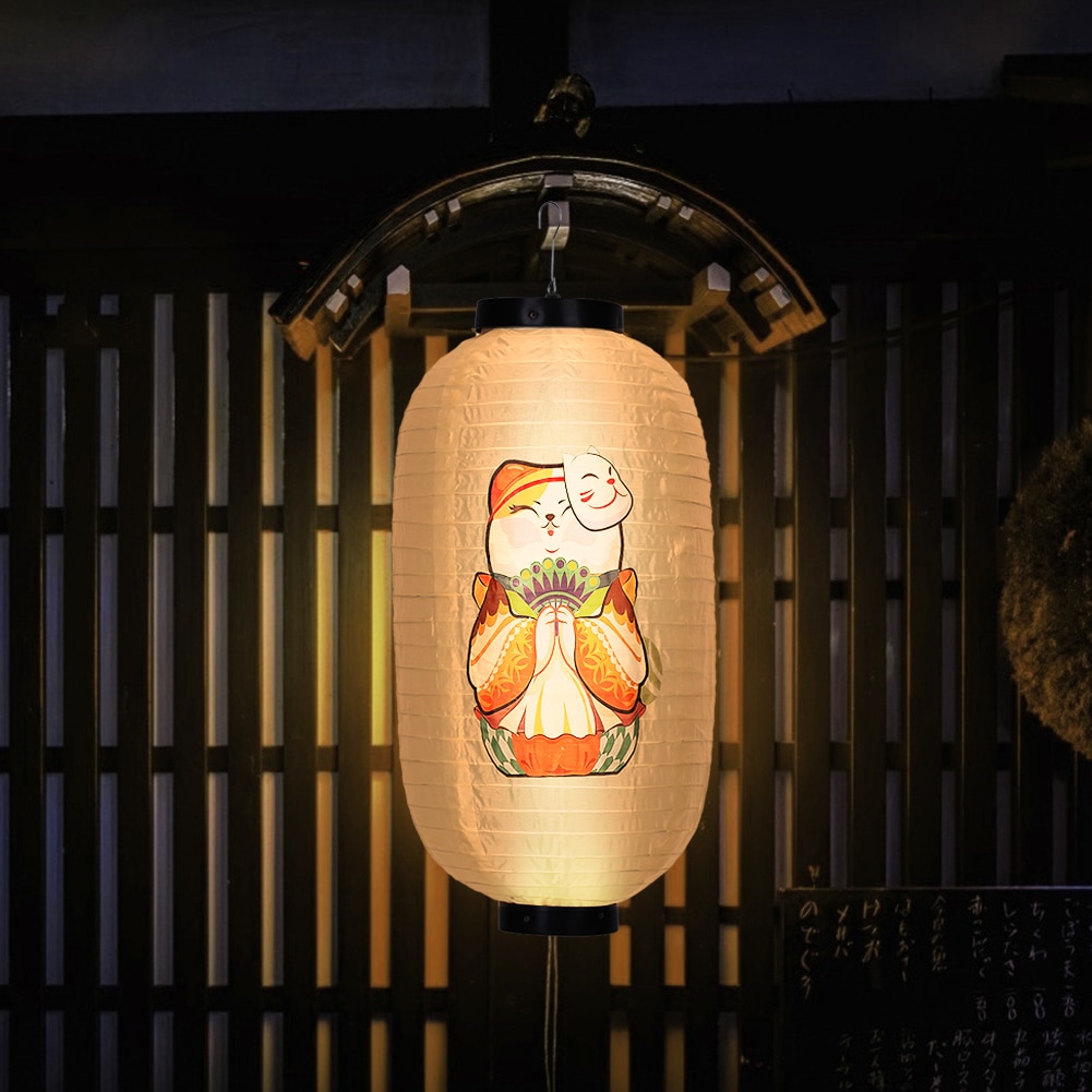 Japanese Hanging Lanterns Waterproof Lucky Cat 10 inch Traditional Bistro Ornament Year Outdoor Party Decoration: C
