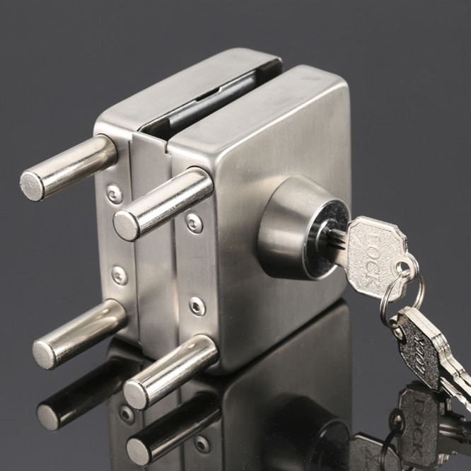 Rvs 10-12Mm Glazen Deur Lock Dubbele Kanten Open Geen Boren Gate Lock Non-Openingen Glas deurslot Veiligheidsslot