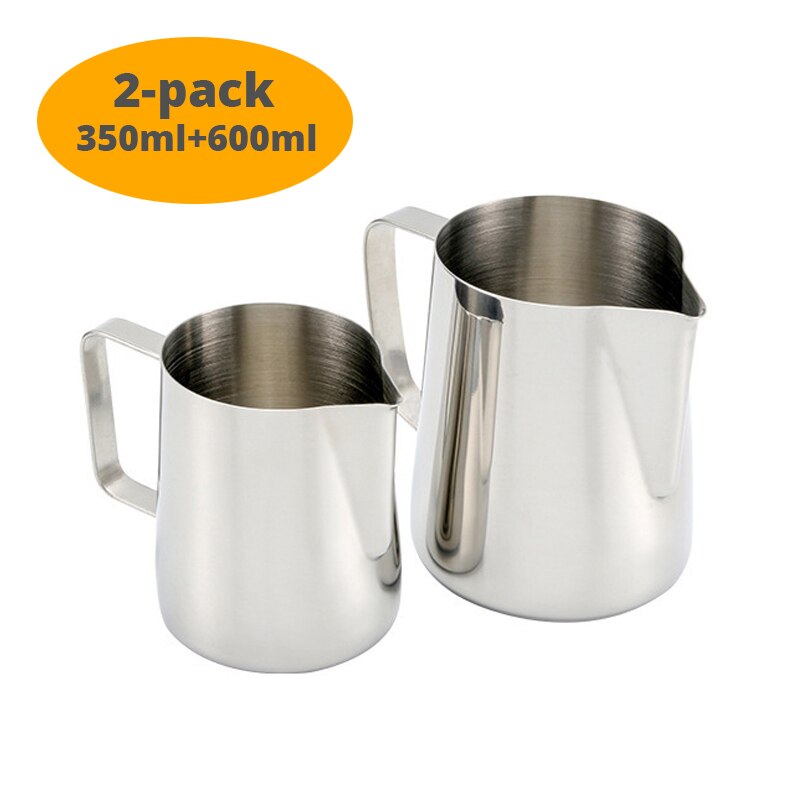 Paquet de 2 pichet à mousser le lait pour Latte Art, tasse à mousser expresso avec mesures à l'intérieur du lot de 2 (350ml + 600ml): Default Title