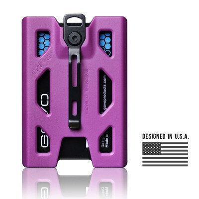 Govo Badge Houder/Portemonnee-Duurzaam Polycarbonaat Id/Credit Houder Met Metalen Clip En 4 Kaarten Slot Houdt 1to 4 Kaarten: purple