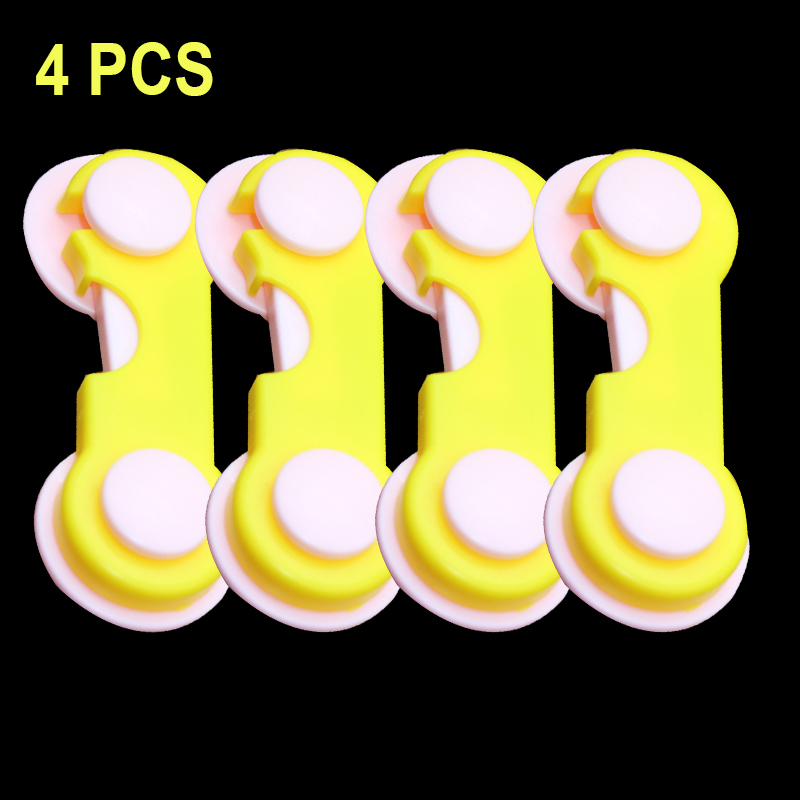 4 Stks/partij Multifunctionele Kind Baby Veiligheid Lock Kast Kastdeur Lade Veiligheid Sloten Kinderen Veiligheid Protector: pinkYellow