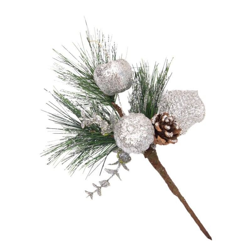 Konstgjorda pvc små tallstammar plockar träd med kottar bär till blomsterkransar heminredning jul: S