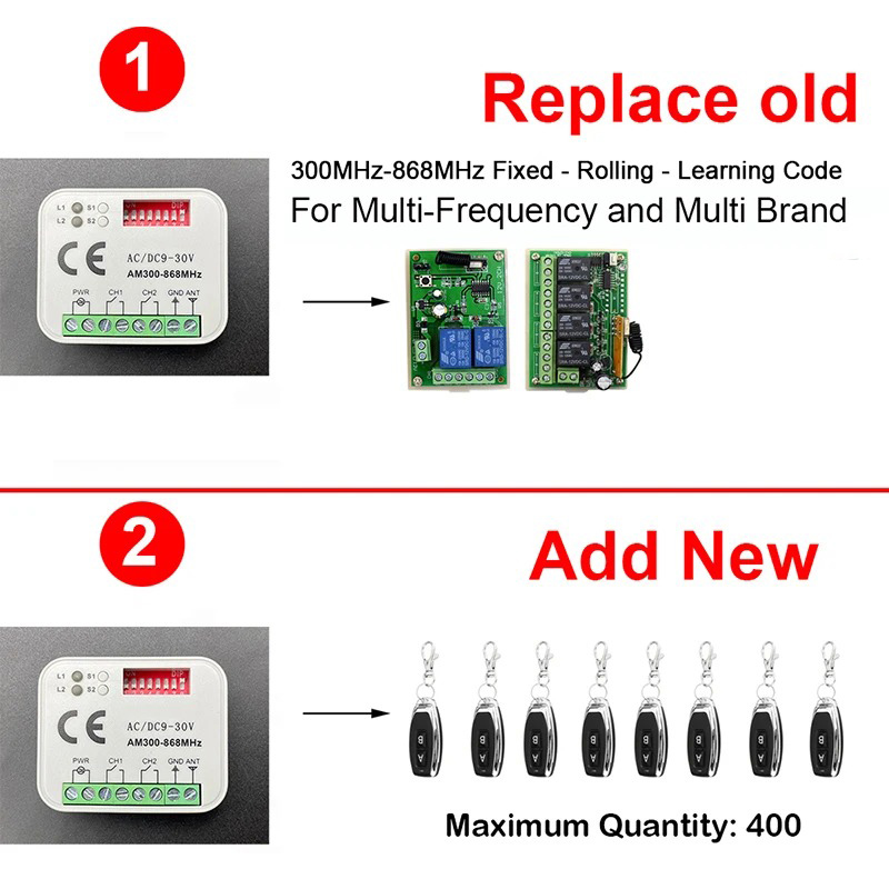 Interruptor universal tuya wifi, 280-915mhz, receptor de controle remoto para porta de garagem, ac dc 9-30v, módulo de interruptor, relé, abridor de porta