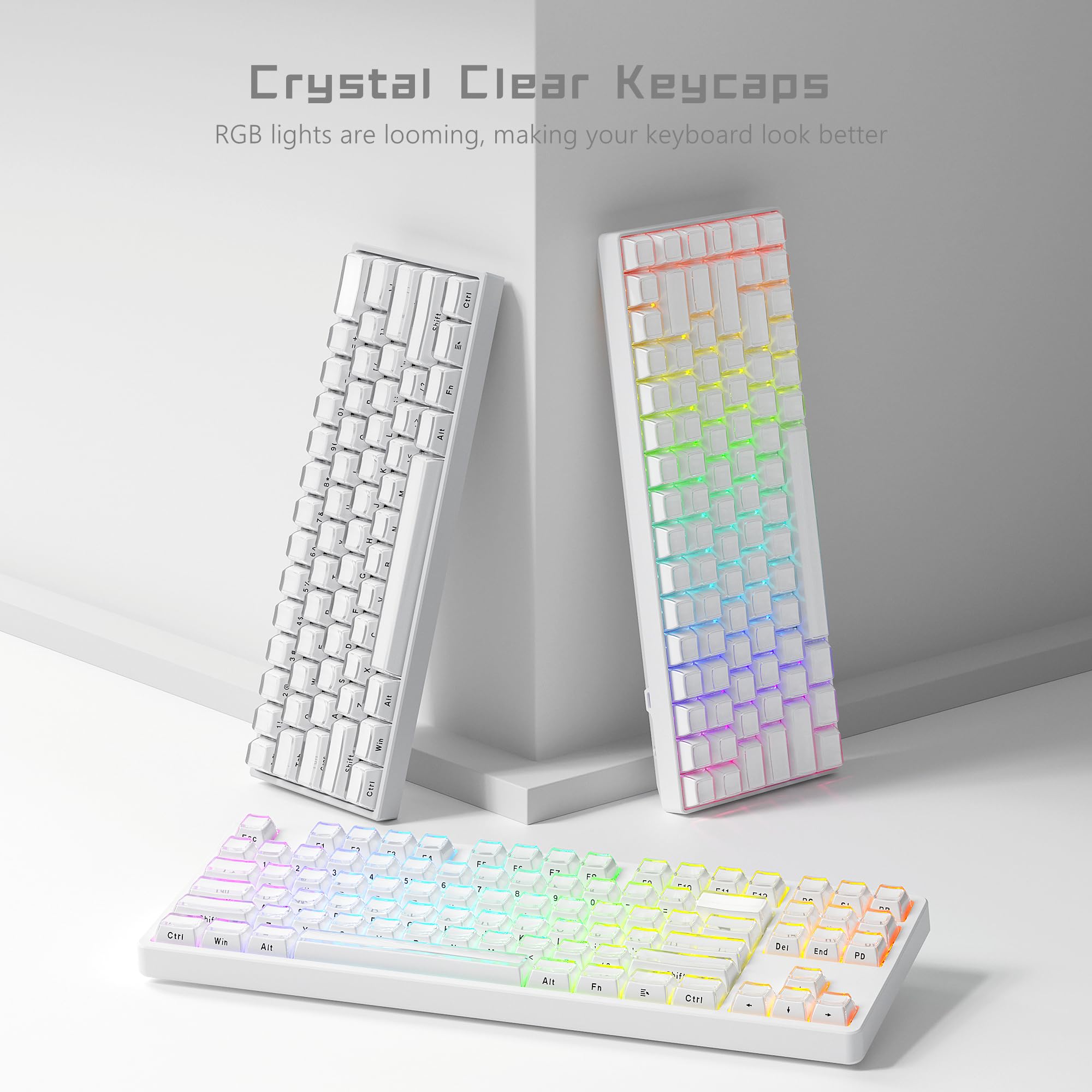 Womier White Crystal Jelly Keycaps Aangepaste zijkant bedrukte Keycaps 113 toetsen OEM-profiel voor Cherry MX Switches Mechanisch toetsenbord