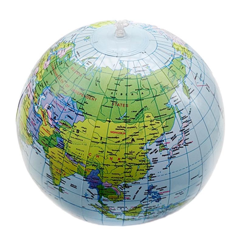 12" PVC Inflatable Globe Beach Ball World Globes Earth Blow Up World Globe Beach Ball For Beach Playing Kids Toys Having Fun: Default Title