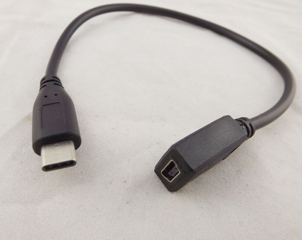 1pc USB 3.1 Type C Male Plug to Mini USB Female Adapter Data Charger Sync Cable 27cm
