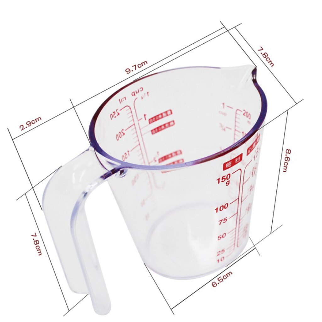 Plastic Measuring Cup Jug Pour Spout Kitchen Baking Cooking Tool 250ml