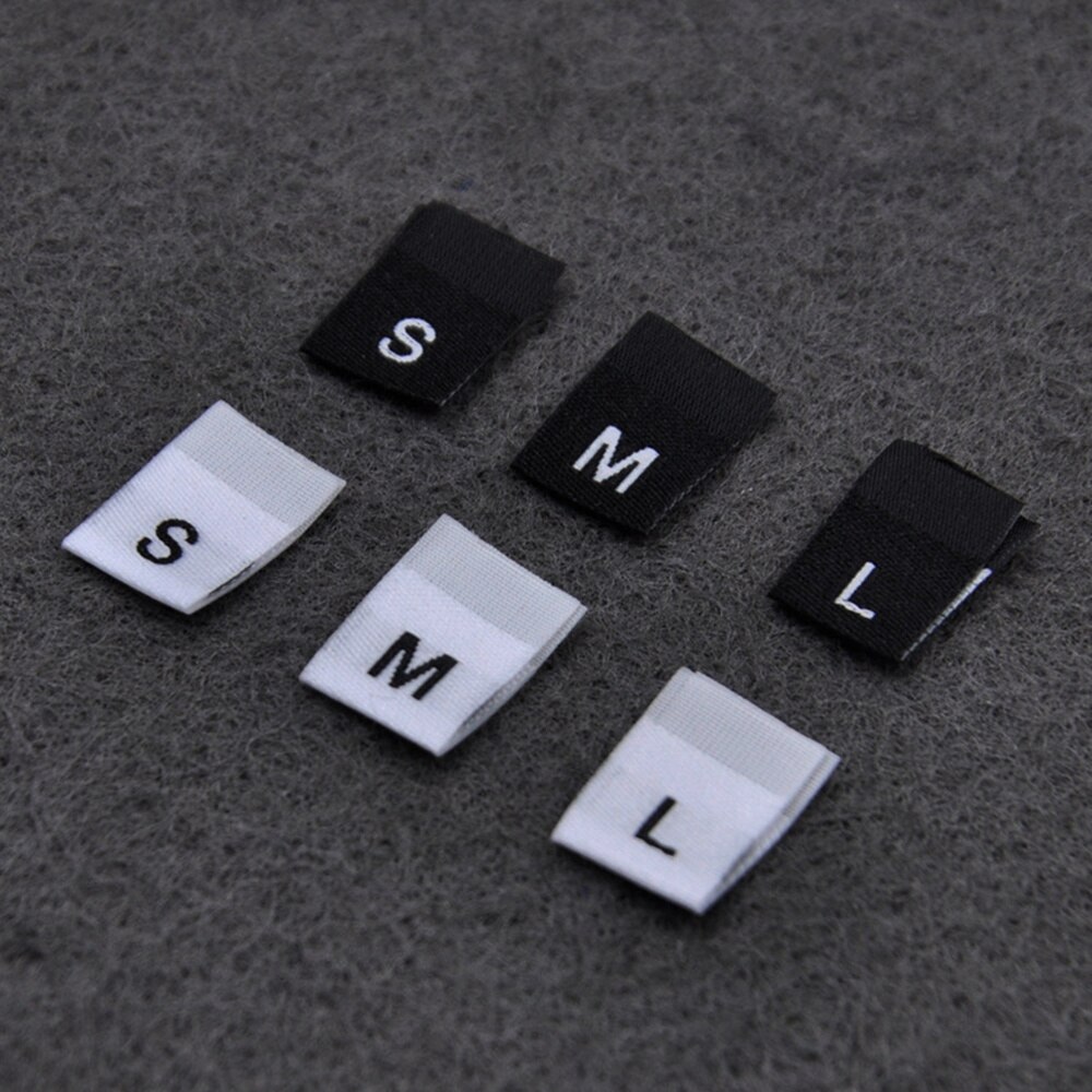 500PCS Clothes Size Labels Folded Cloth Labels General Woven Size Mark Practical Clothing Size Labels for Store Home Use White