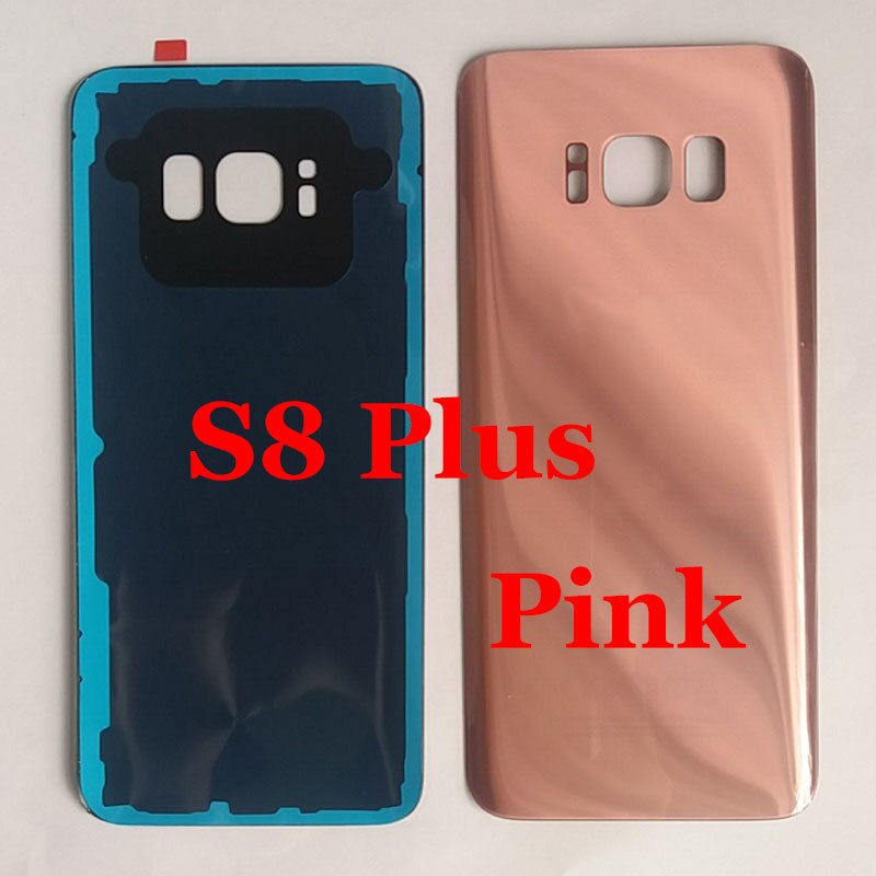 For SAMSUNG Galaxy S8 S8 Plus G950 G950F G950 G955F Back Glass Battery Cover Rear Door Housing Case Adhesive Camera Glass: S8plus Pink