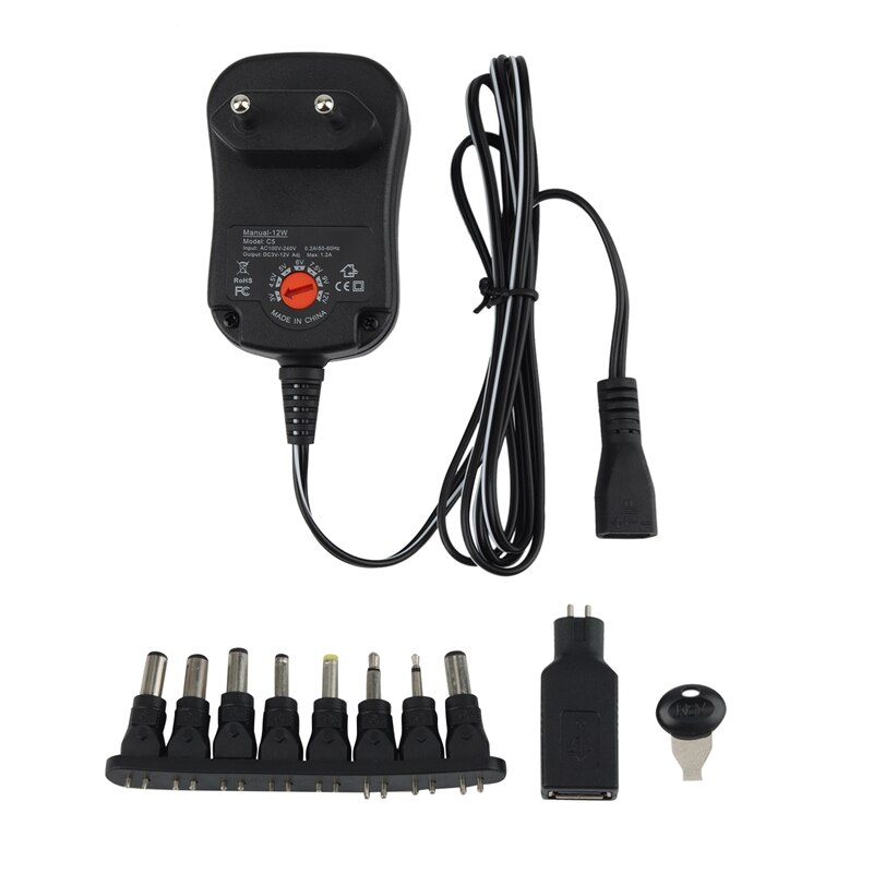Power Supply 3-12V Adjustable Adapter Positive And Negative Switching Power Supply EU Plug: Default Title