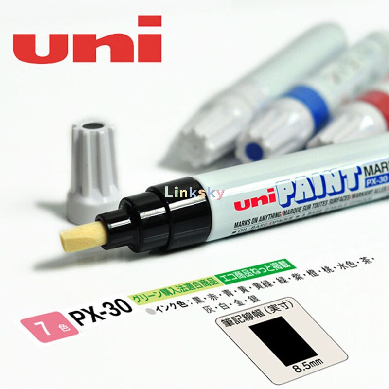 Uni-paint Oil Based Paint Marker , Multi Surface Marking Pen (px-30) Broad Point ,Quick Drying Ink Marks Opaque,non-toxic