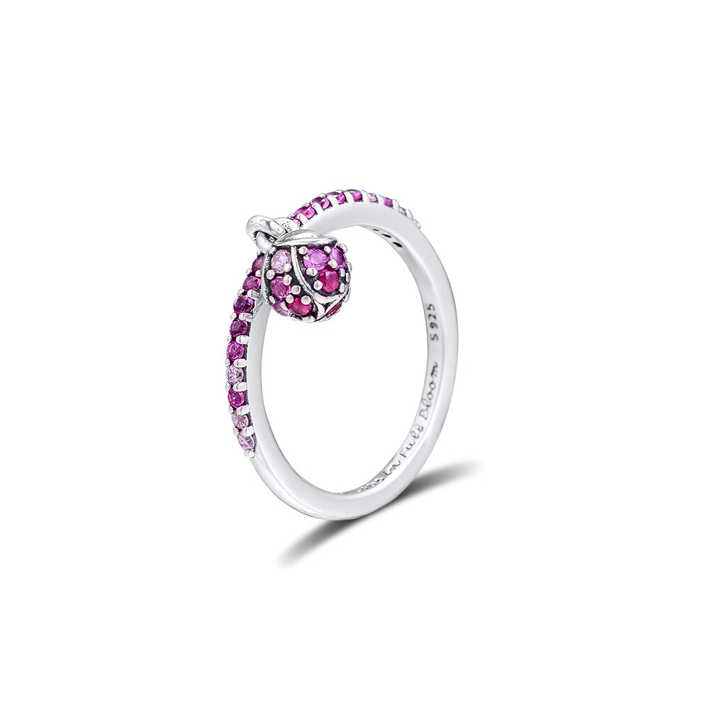 Pfirsich Blüte Blume Knospe Ring Echtem 925 Sterling Silber Ringe Für Schmuck Machen Frau DIY Weibliche Ringe Party Hochzeit