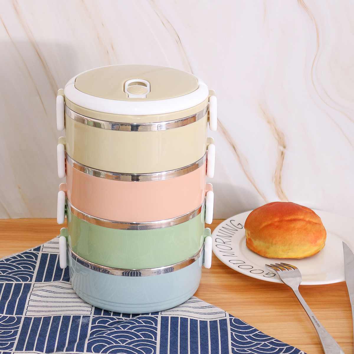 Stainless Steel Insulated Lunch Box Student School 2/3/4 Layers Lunch Box Tableware Bento Food Container Storage Breakfast Boxe