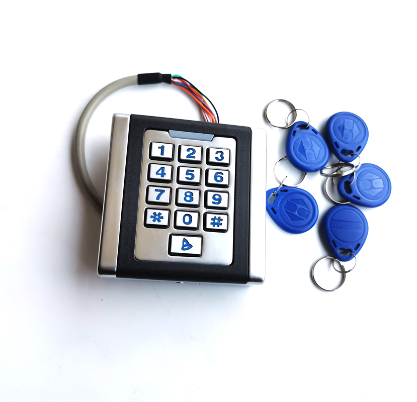Metal RFID Keyboard Access Control Keypad standalone 2000 users Backlight + 10 Fobs