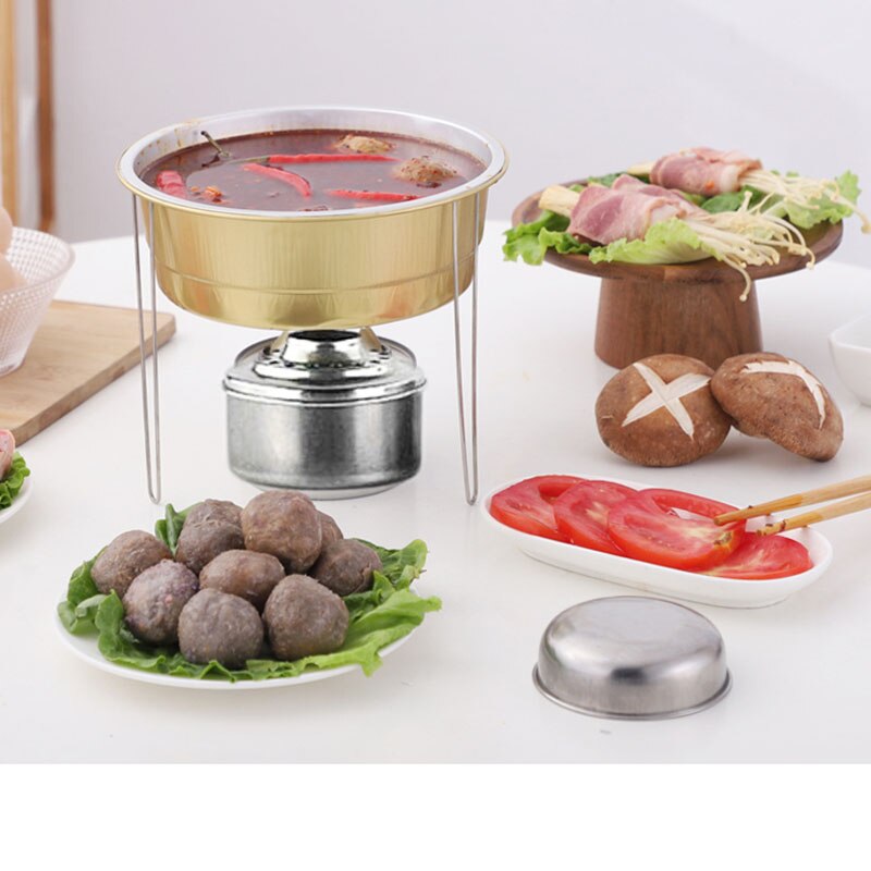 Wegwerp Komfoor Buffet Set Party Serving Kit Afhalen Voedsel Container Aluminium Bowls Hotpot Stand Brandstof Blikjes Kachel Gebruiksvoorwerp