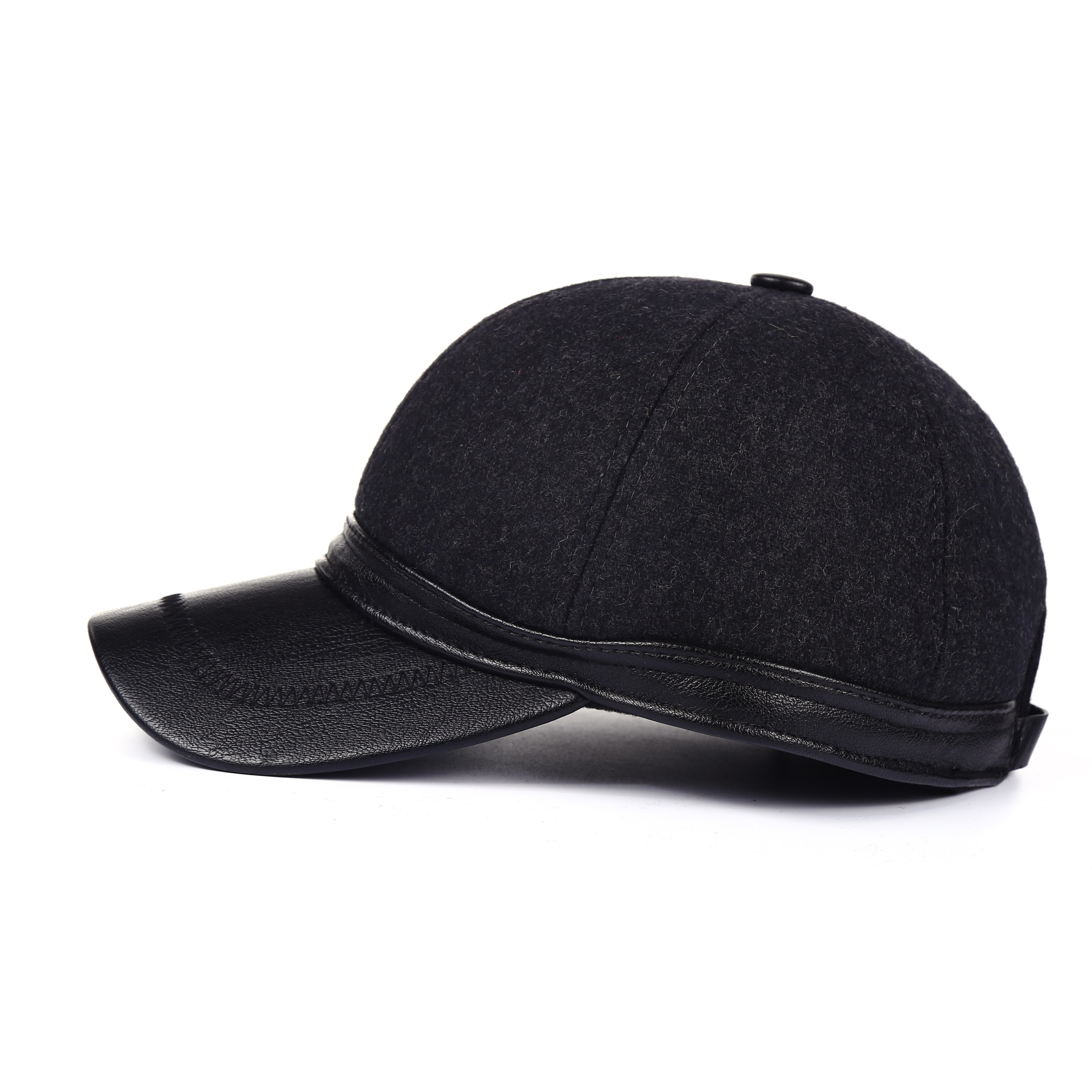 Gorras de béisbol de lana negra de para invierno, gorros de esquí para hombre