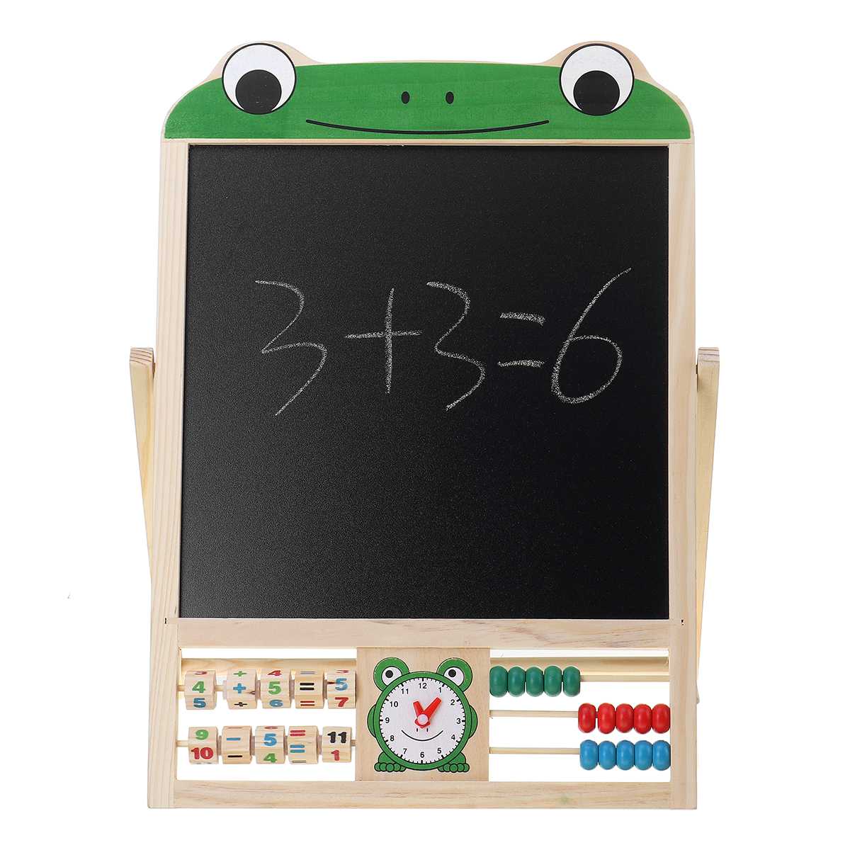 Children's Double Sided Easel Art Easel Chalk Chalkboard Magnetic Writing Board With Number Stickers and Tangram