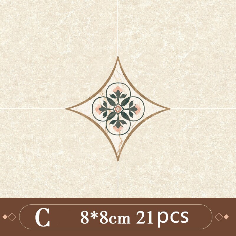 21pcs Self Adhesive PVC Ceramic Tile Stickers Waterproof Wall Sticker Art Diagonal Floor Stickers Kitchen Decorative Sticker: C