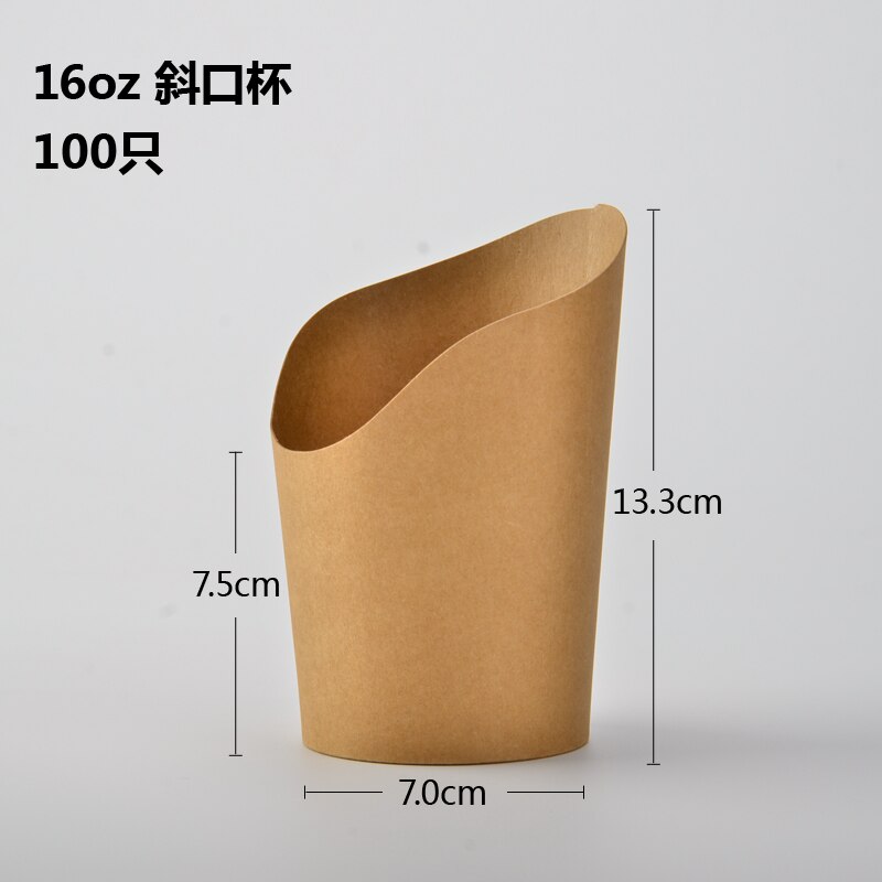 100pcs Kraft paper potato chips box disposable paper bags,french fries cup,food bags,snack packing boxes,Hand holding snack cup: 16oz