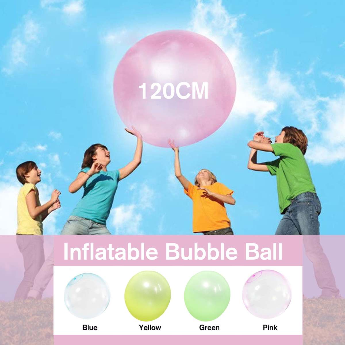 120CM Inflatable Kids Adult Bubble Ball Outside Stretch Water Bubble Ball Summer Playing Water Balloon Party Game