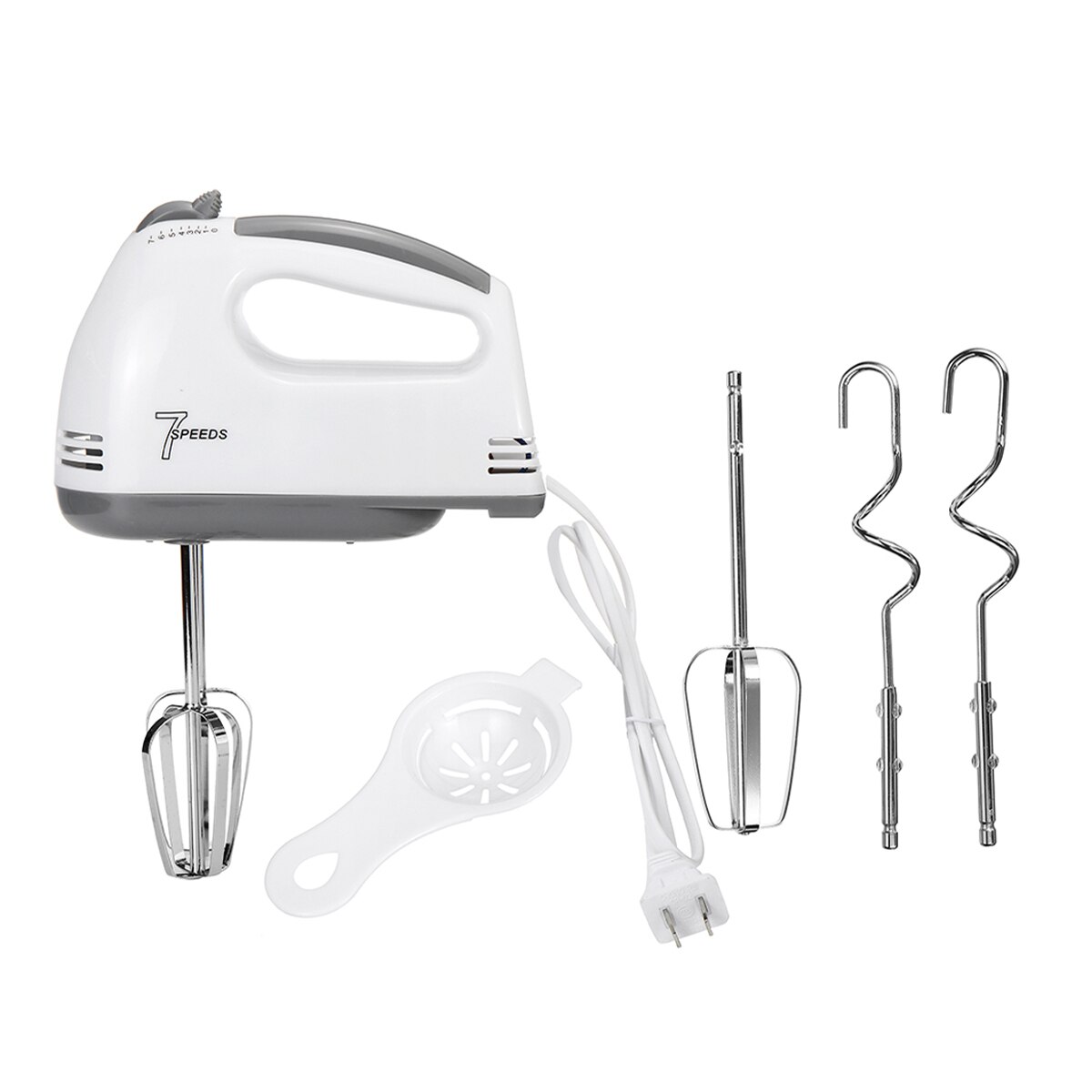 220V Electric Mixer Blender Automatic Food Mixer 7 Speed With 2Egg Beaters 2 Dough Hooks Handheld Mixer Dough Mixer Egg Beater: Default Title