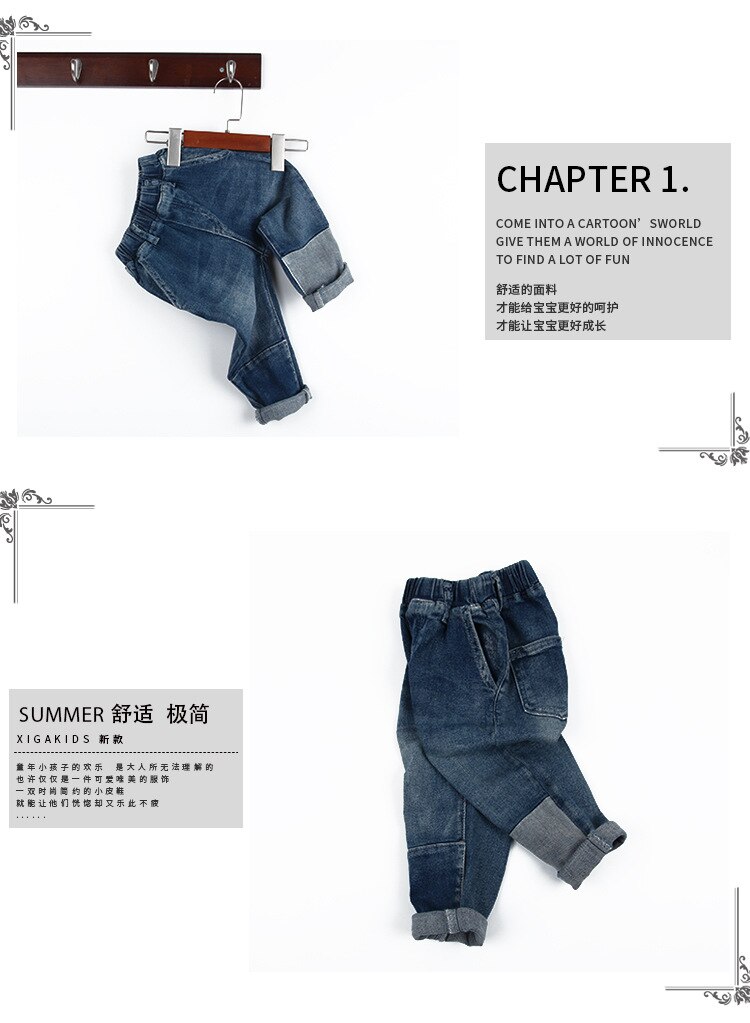 Vårhösten nyaste småbarn pojkar jeans blå denim hål raka byxor småbarn cowboy byxor 1 2 3 4 5 y